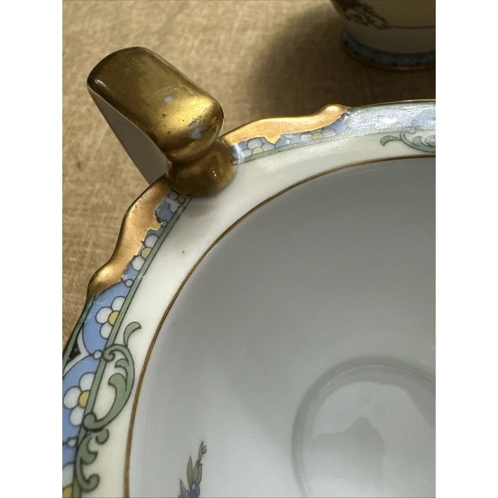 Noritake Creamer and Lidded Sugar Bowl Favorita Fine Gold Rim Vintage Japan